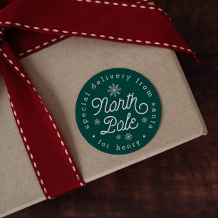 Sticker Rond Livraison spéciale du pôle Nord Noël personnalisé