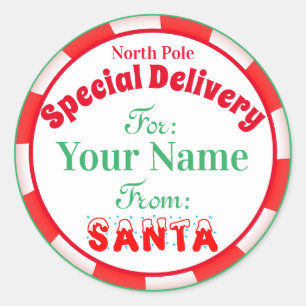Sticker Rond Livraison spéciale du Pôle Nord par le Père Noël