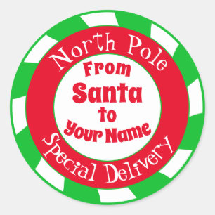 Sticker Rond Livraison spéciale du Pôle Nord Père Noël