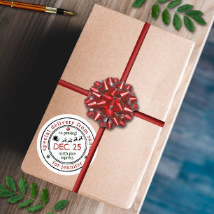 Sticker Rond Livraison spéciale du Pôle Nord Père Noël Cadeau d