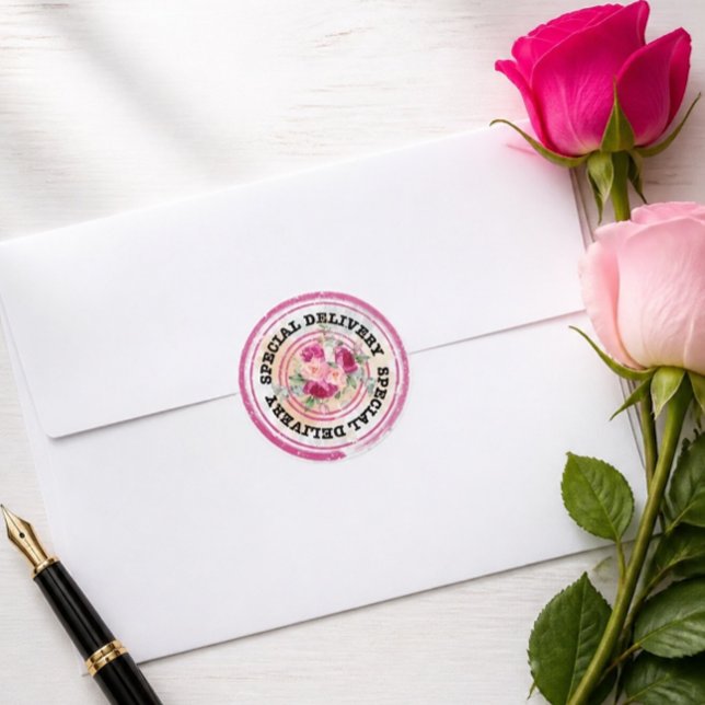 Sticker Rond Livraison spéciale mariage éclaboussure de couleur (Créateur téléchargé)