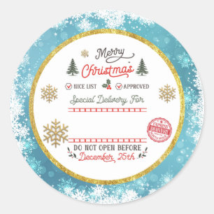 Sticker Rond Livraison spéciale personnalisée Père Noël Pôle No