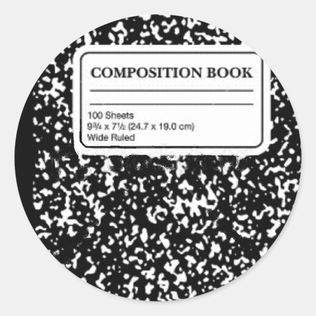 Sticker Rond Livre de composition/Étudiant-Enseignant (Devant)