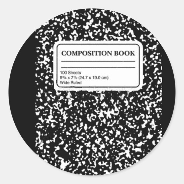 Sticker Rond Livre de composition/Étudiant-Enseignant (Devant)