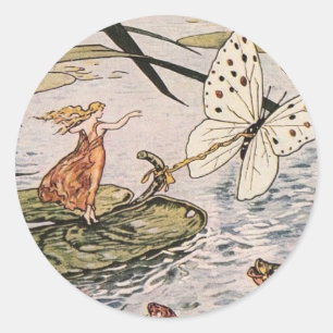 Sticker Rond Livre de contes vintage Thumbelina