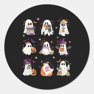 Sticker Rond Livre de fantômes drôles Lecture de l'Halloween Am