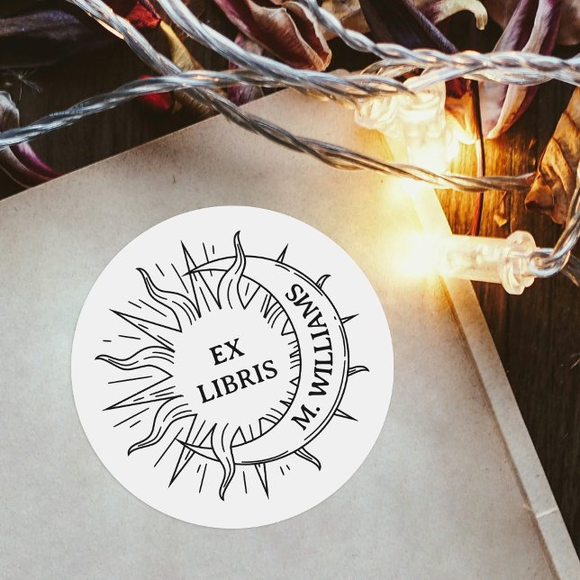 Sticker Rond Livre de la bibliothèque personnelle Sun & Moon mo (Créateur téléchargé)