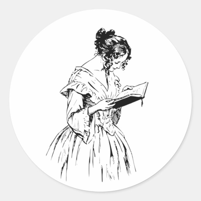 Sticker Rond Livre de lecture de femme (Devant)