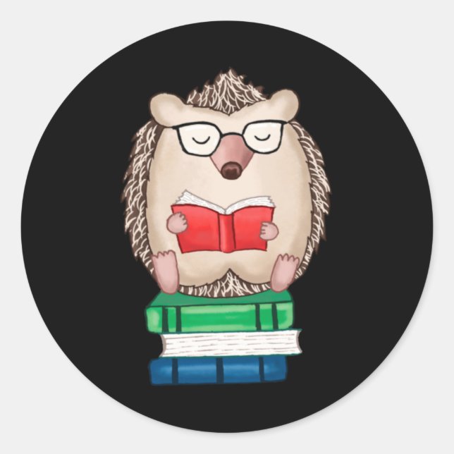 Sticker Rond Livre de lecture du hérisson (Devant)