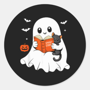 Sticker Rond Livre de lecture fantôme Costume d'Halloween pour 