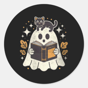 Sticker Rond Livre de lecture fantôme pour femmes Halloween Bib