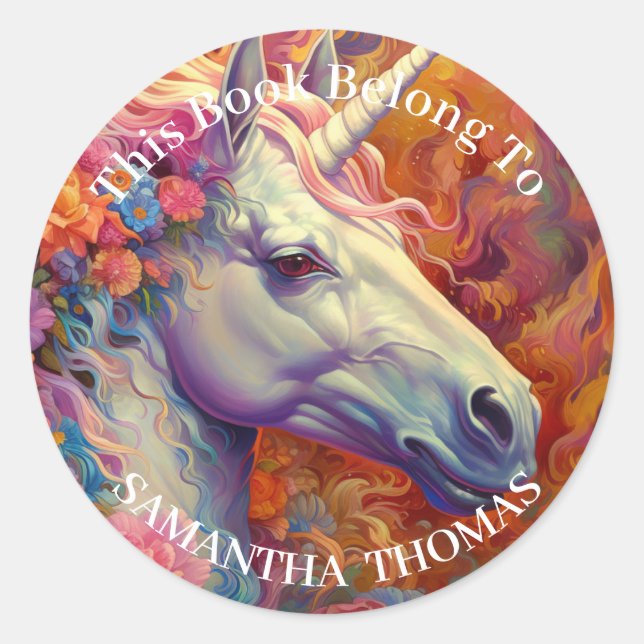 STICKER ROND LIVRE DE LICORNE INCROYABLE (Devant)