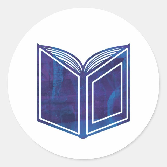 Sticker Rond Livre de peinture bleu et violet (Devant)