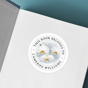 Sticker Rond Livre de peinture phalaenopsis orchidée blanche ét