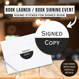 Sticker Rond Livre dédicacé par l'auteur Écrivain Lancement de 