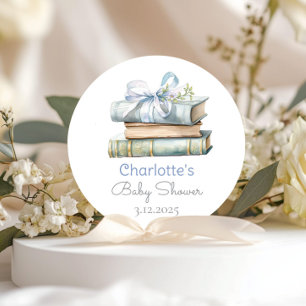 Sticker Rond Livre d'histoire Nouveau chapitre Bleu arc bébé ga