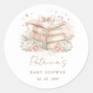 Sticker Rond Livre d'histoires neutre pour bébé Invitation à la