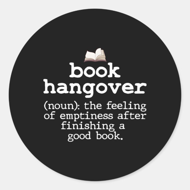 Sticker Rond Livre Hangover Définition Bookworm Lecture Nerd (Devant)