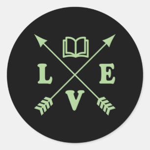 Sticker Rond Livre littéraire Lecture Flèche Basique style bohè