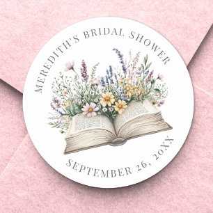 Sticker Rond Livre Nouveau Chapitre Bridal Shower Wildflower