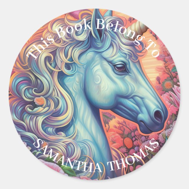 STICKER ROND LIVRE UNICORN MAGIQUE (Devant)