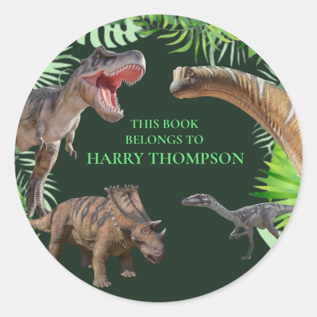 Sticker Rond LIVRE World Dinosaures jungle (Devant)
