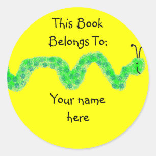 Sticker Rond Livre Worm, Livre Plate