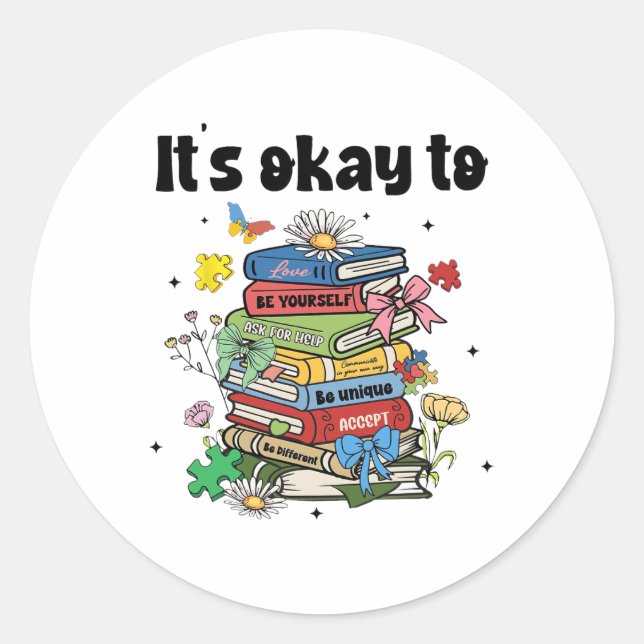 Sticker Rond Livres Autisme Coquette Bow (Devant)