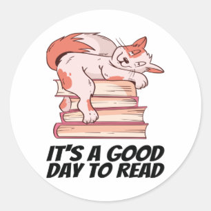 Sticker Rond Livres - C'est un bon jour pour lire