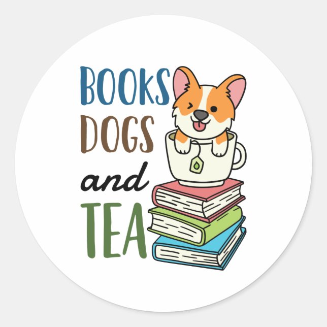 Sticker Rond Livres Chiens et Tea Weekend Lecture (Devant)