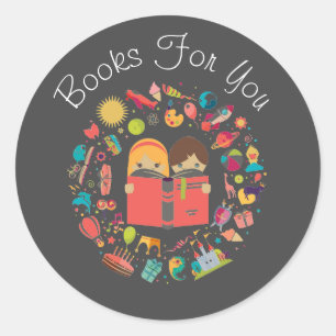 Sticker Rond Livres colorés livre de design marque d'entreprise