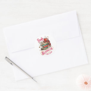 Sticker Rond Livres Couvertures et Chocolat Chaud 