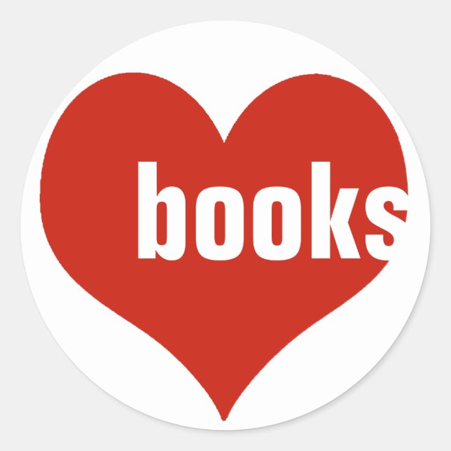 Sticker Rond livres d'amour / coeurs rouges (Devant)