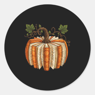 Sticker Rond Livres de citrouille vintage professeur de lecture