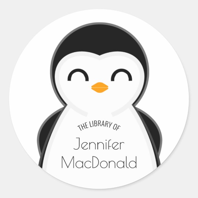 Sticker Rond livres de livres pour bébé en Pingouin mignon (Devant)