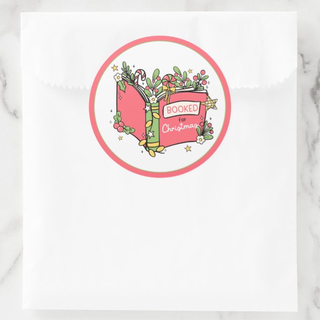 Sticker Rond Livres de Noël (Sac)