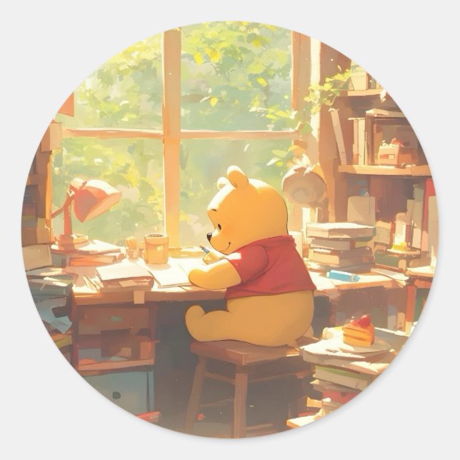 Sticker Rond livres de Winnie l'Ourson (Devant)