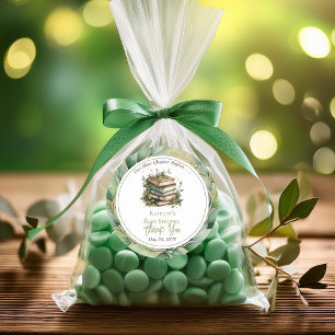 Sticker Rond Livres Notre Prochain Chapitre Baby shower Merci