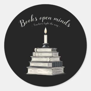 Sticker Rond Livres Open Minds - Les enseignants éclairent le c