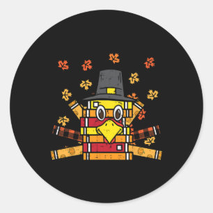 Sticker Rond Livres Turquie Drôle lire Thanksgiving Teacher Fal