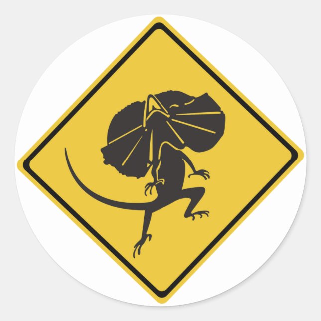 Sticker Rond Lizards à cou cassé, Signal de circulation, AU (Devant)