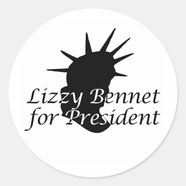 Sticker Rond Lizzy Bennet, présidente (Devant)