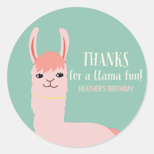 Sticker Rond Llama Amusants Anniversaire Merci