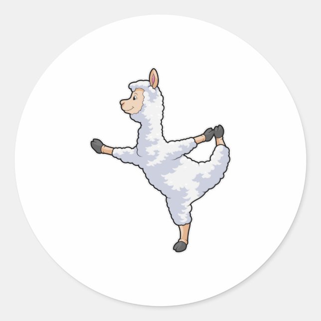 Sticker Rond Llama at yoga (Devant)