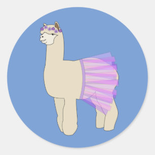 Sticker Rond Llama Ballerine illusima Bleu