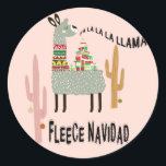 Sticker Rond Llama Christmas Funny Fleece Navidad<br><div class="desc">Sticker rond Llama | Amusante Llama adorable avec des cadeaux de Noël sur son dos - Fleece Navidad Llama - un foulard en Llama avec des cadeaux sur son dos entouré de cactus Saguaro décorés d'ornements - Ceci fait partie d'une collection coordonnée Llama de Noël.</div>