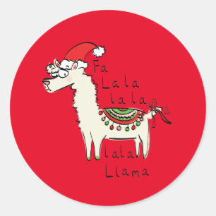 Sticker Rond Llama Cute Drôle Noël Vacances