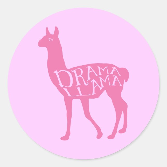 Sticker Rond Llama Drama Rose (Devant)