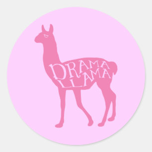 Sticker Rond Llama Drama Rose