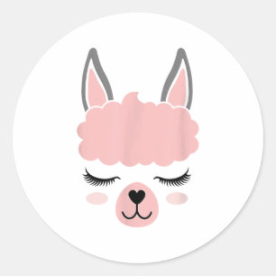 Sticker Rond Llama Face Alpaca Eyelashes Drôle Halloween Costum